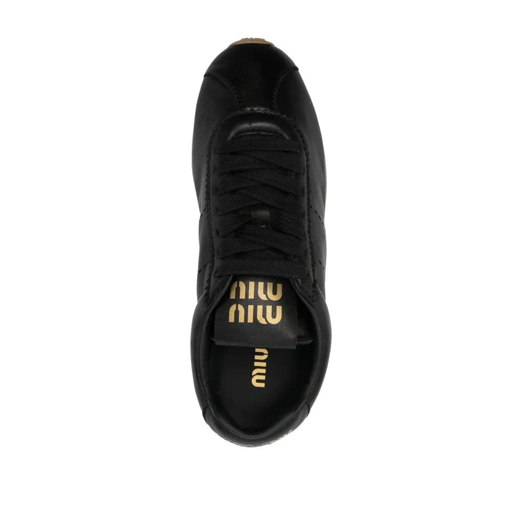 Miu Miu Plume Mesh Fabric Sneakers - Black