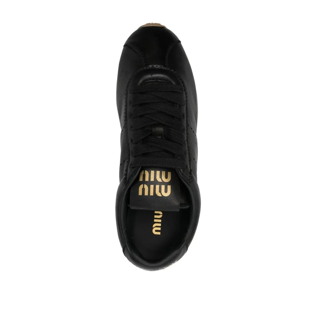 Miu Miu Plume Mesh Fabric Sneakers - Black