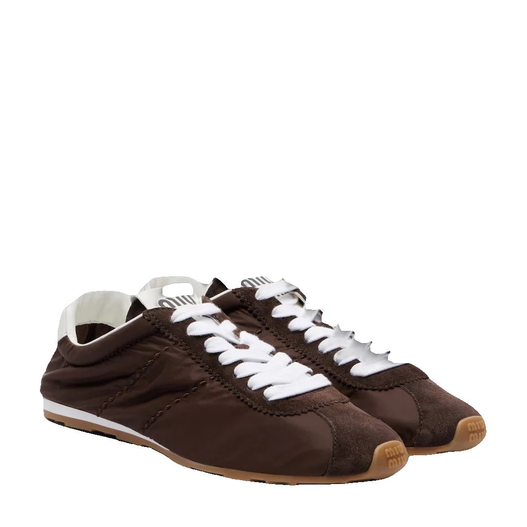 Miu Miu Plume Suede Sneakers - Brown