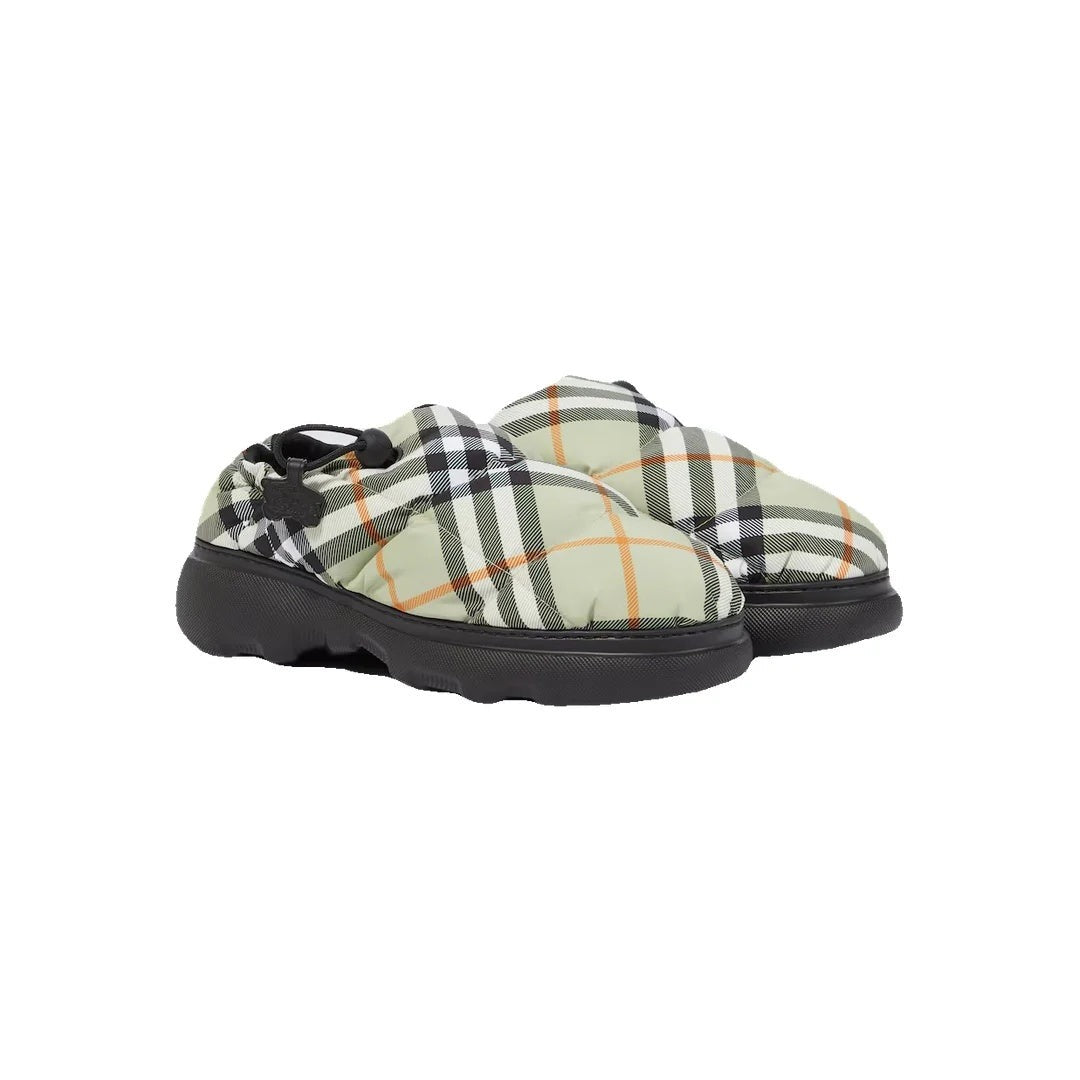 Burberry Cadet Mules - Green/Beige Check