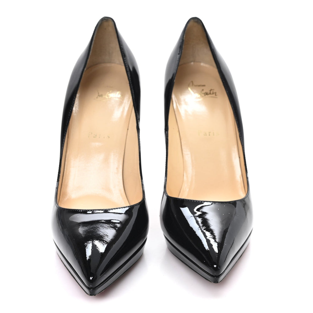 CHRISTIAN LOUBOUTIN PATENT PIGALLE PLATO PLATFORM PUMP BLACK