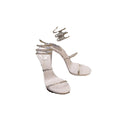 René Caovilla Leather Snake Sandal Silver Strass - White/Silver