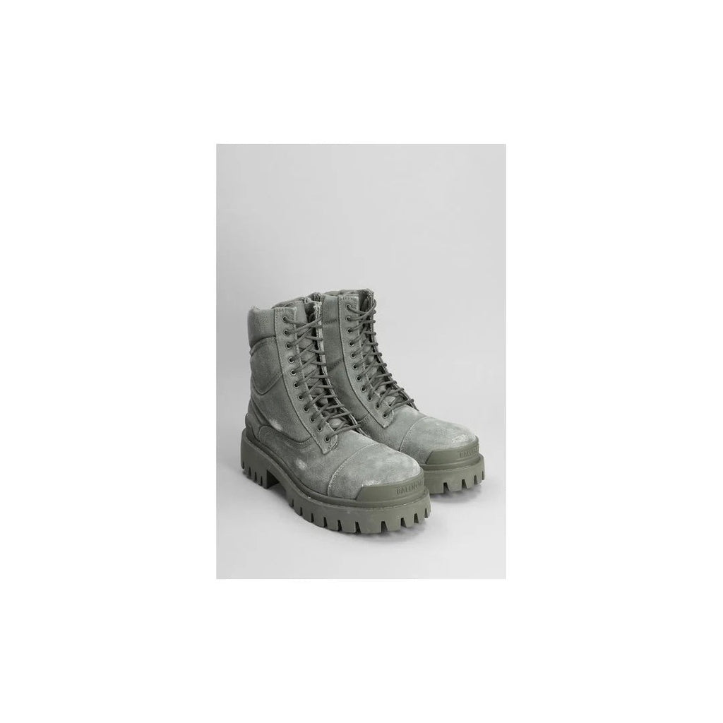 Balenciaga Low Strike Combat Boots - Gray/Sage Green