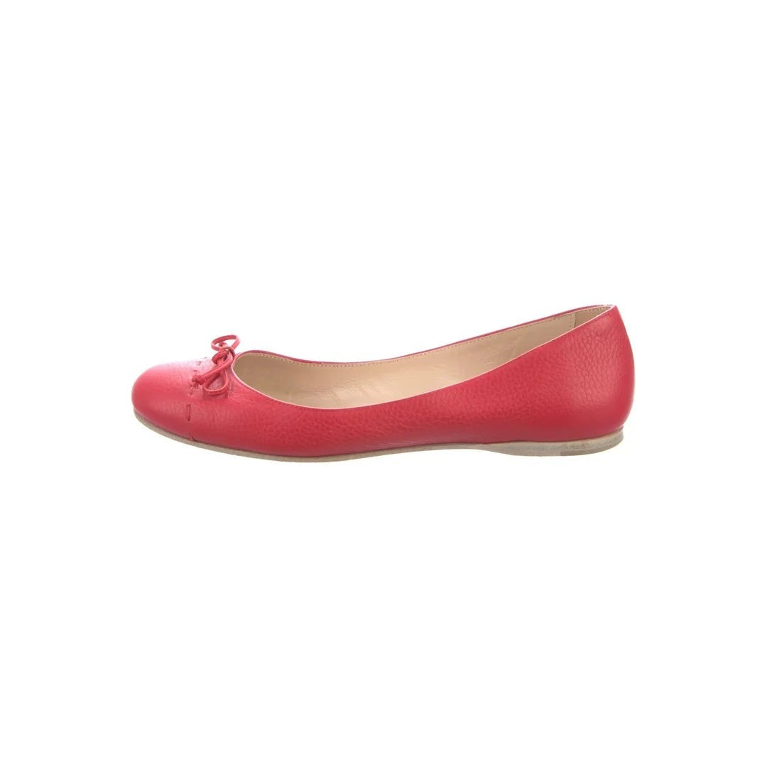 Fendi FF-Logo Buckle Bow Ballet Flats - Red