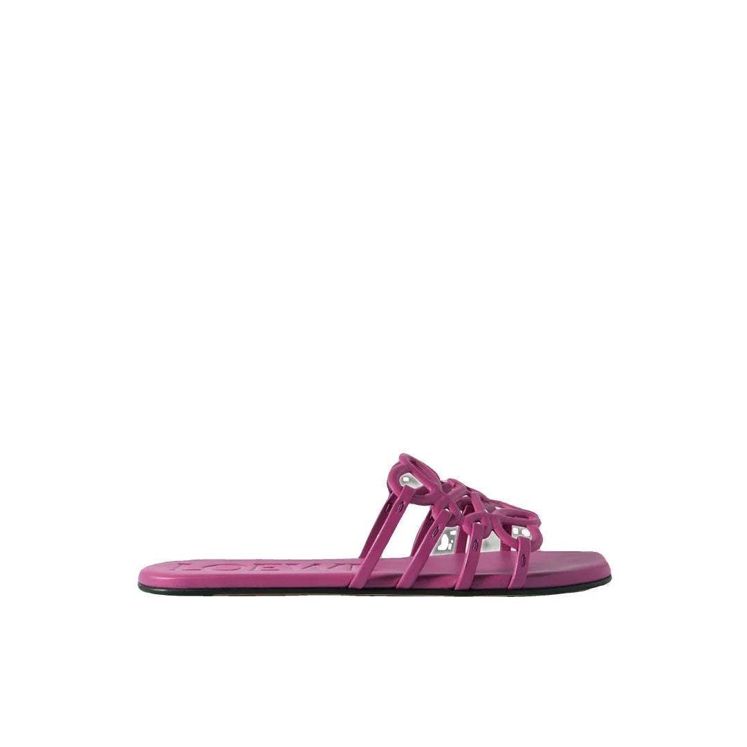 Loewe Paula's Ibiza Pebble Leather Slides - Pink/Magenta