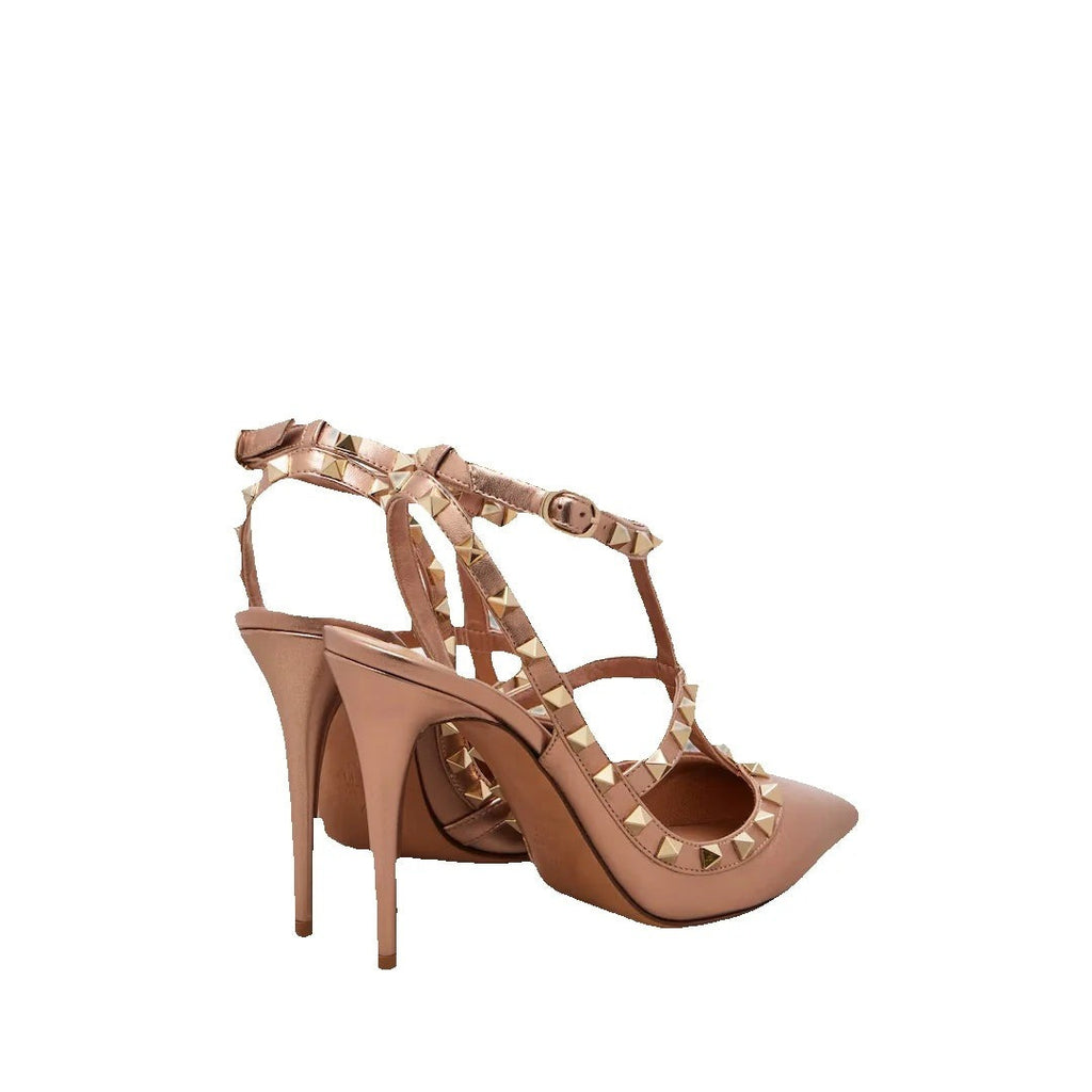 Valentino Garavani Rockstud Pump Laminated Nappa 100mm - Rose Gold/Nude