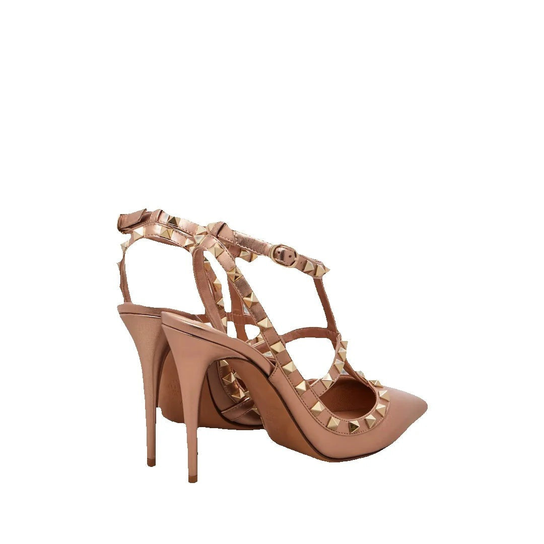 Valentino Garavani Rockstud Pump Laminated Nappa 100mm - Rose Gold/Nude