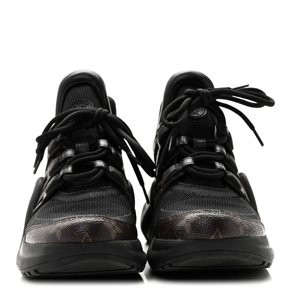 LOUIS VUITTON CALFSKIN PATENT MONOGRAM LV ARCHLIGHT SNEAKER BLACK