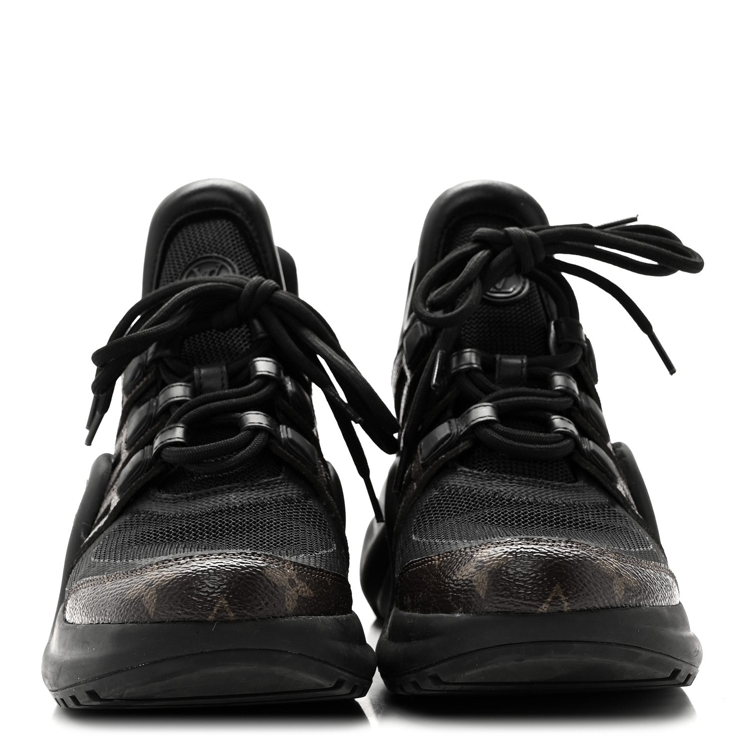 LOUIS VUITTON CALFSKIN PATENT MONOGRAM LV ARCHLIGHT SNEAKER BLACK