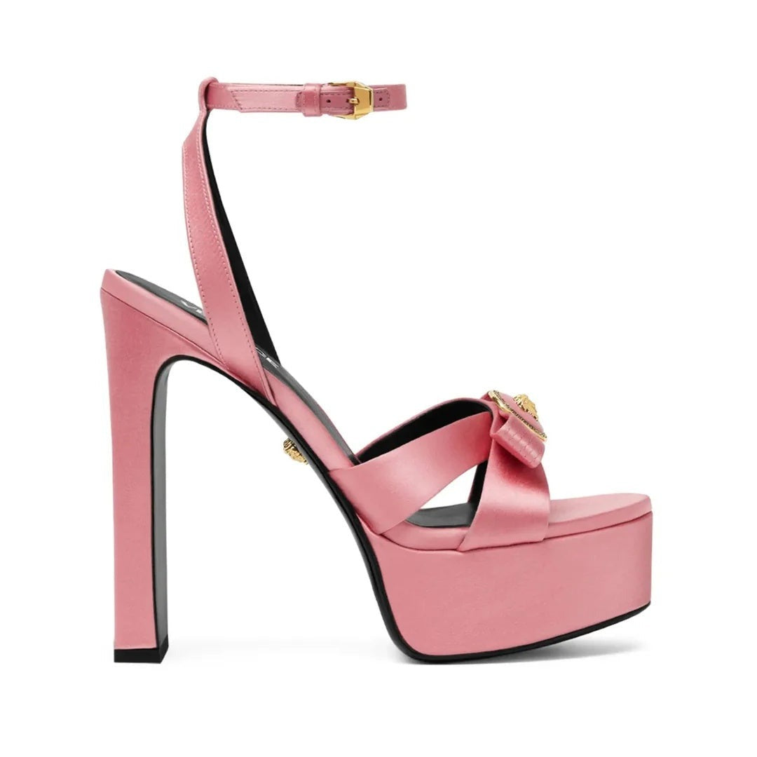 Versace 80 Satin Logo-Embellished Sandals - Pink