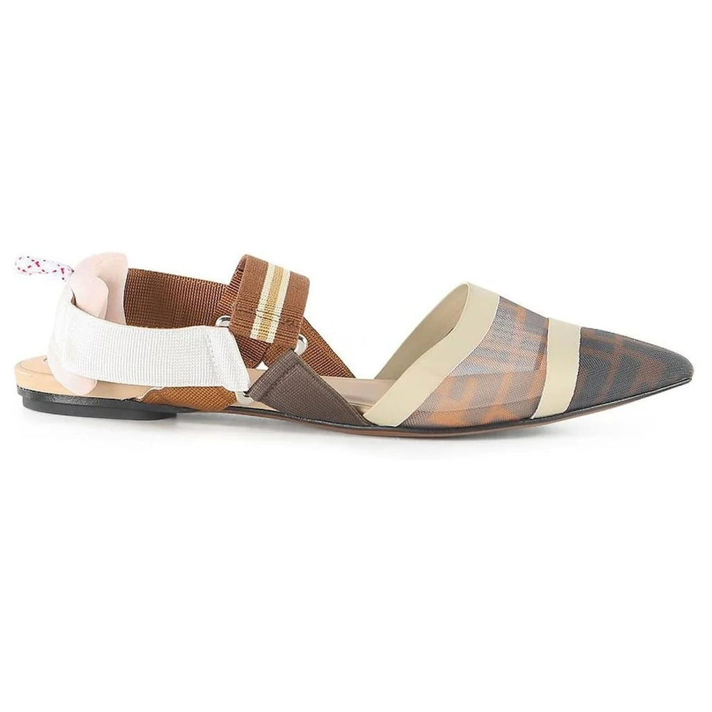 Fendi Mesh Colibrì Ballet Flats - Brown/White