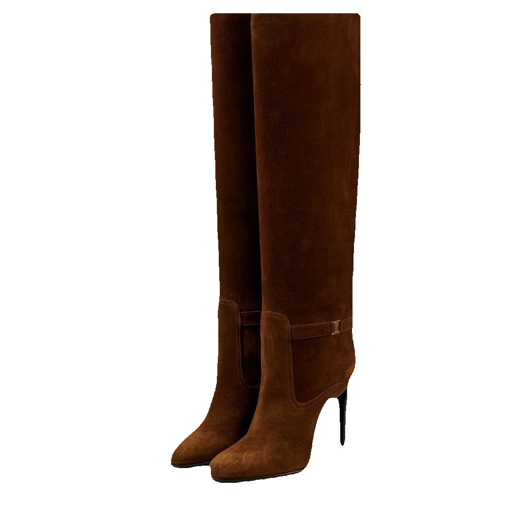 Saint Laurent Linda 100mm Pointed-Toe Boots - Brown