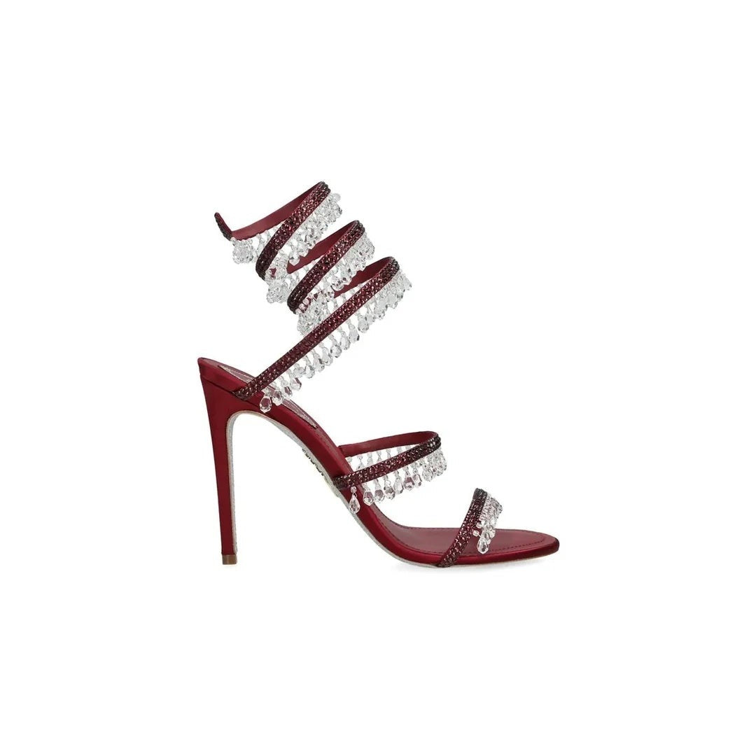 René Caovilla Satin Chandelier Heeled Mule 80 - Red