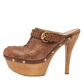 Gucci Studded Platform Clogs - Brown