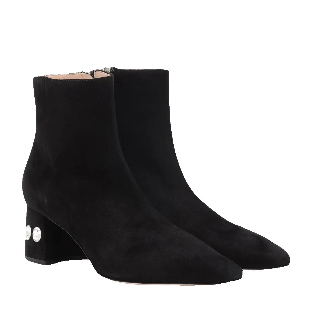 Miu Miu Shearling Suede Ankle Boot Deserto - Black