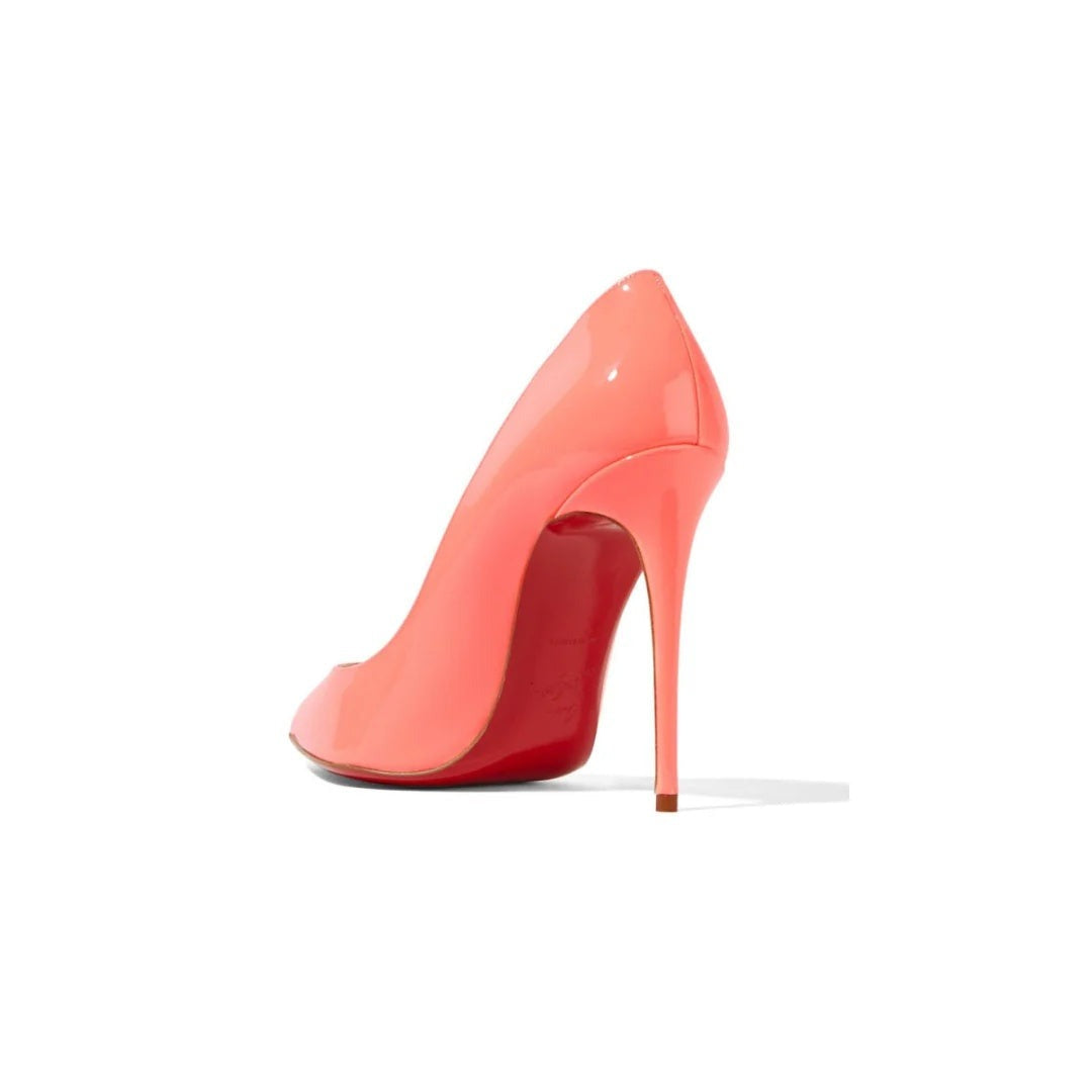 Christian Louboutin Patent Pigalle Follies 100 Pump - Coral/Pink