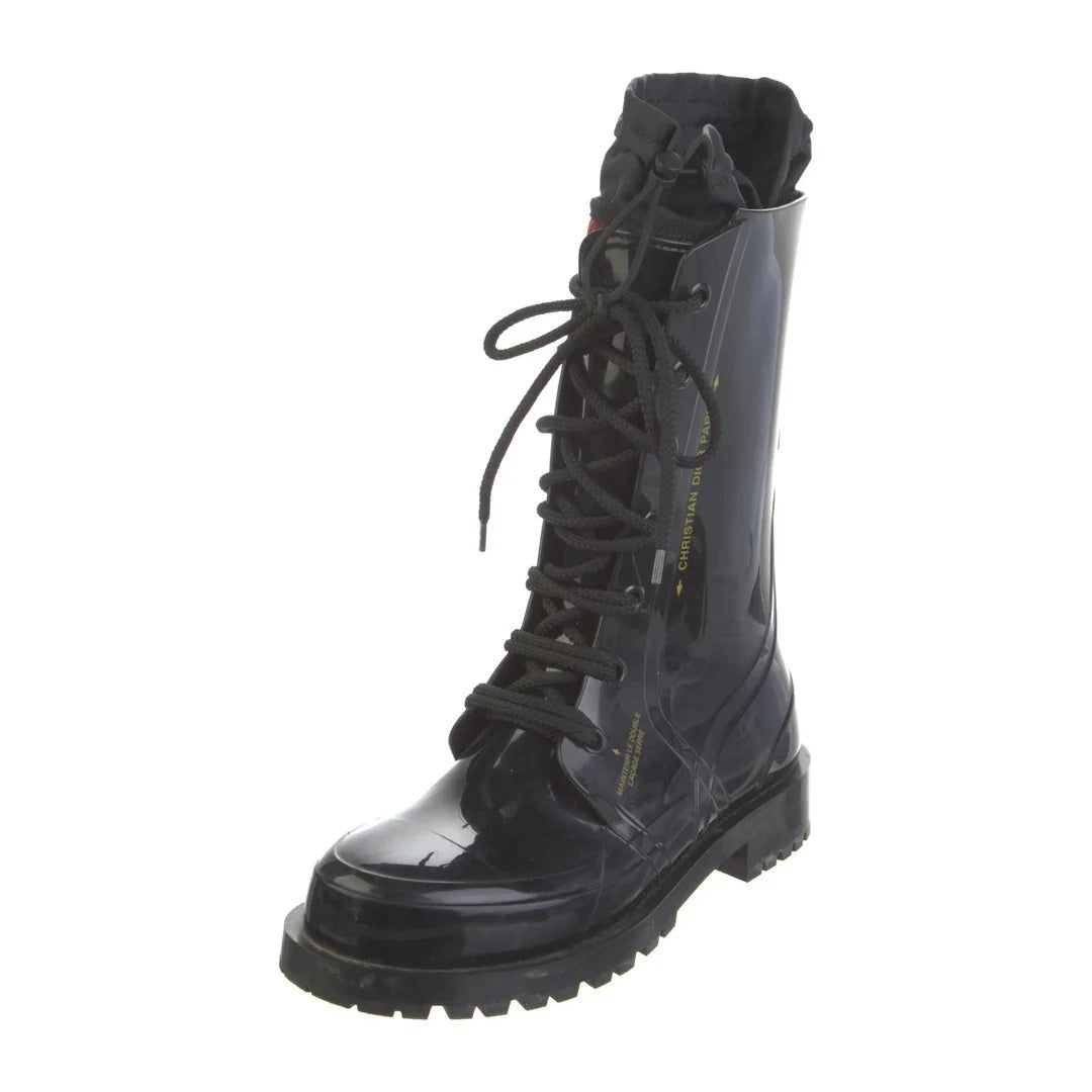 Christian Dior Wind Boots Rubber Embossed - Black