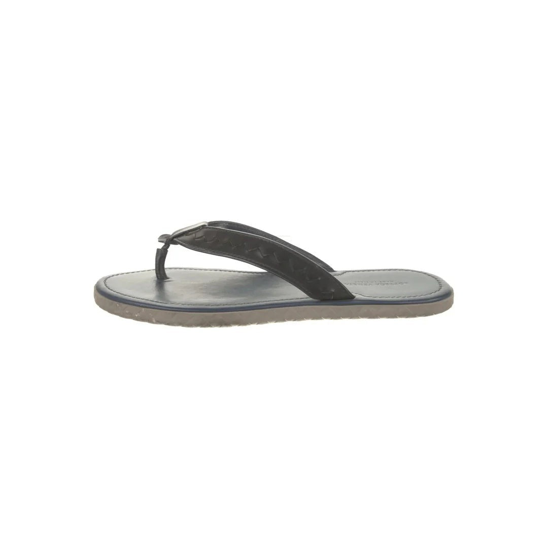 Bottega Veneta Sampieri Flat Thong Rubber Flip Flops - Navy/Grey