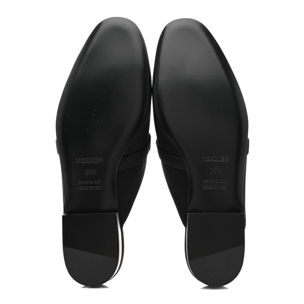JIMMY CHOO FLACA CRYSTAL MESH MULES WITH SATIN BOWS BLACK