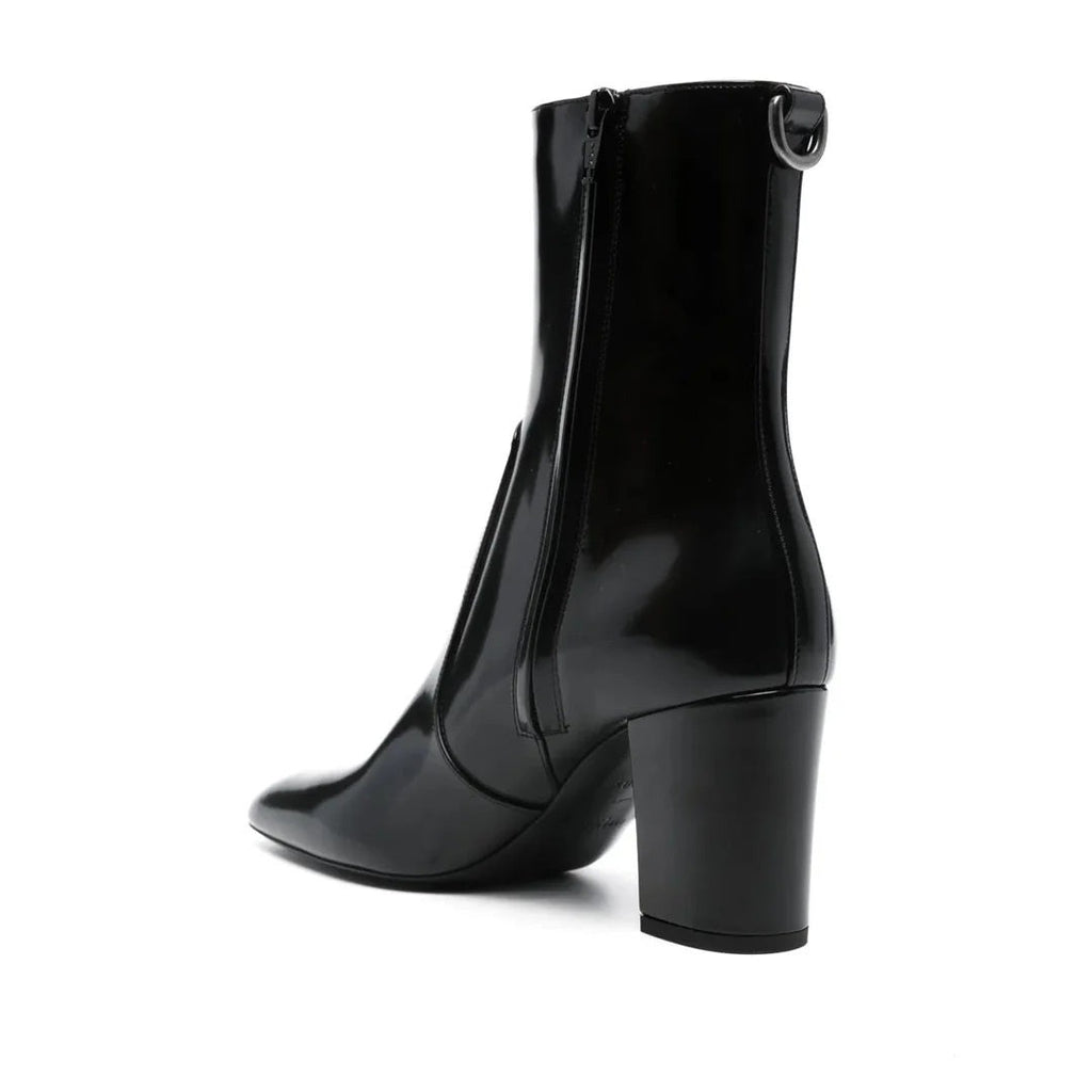 Saint Laurent Platform Block-Heel Lambskin Boots - Black