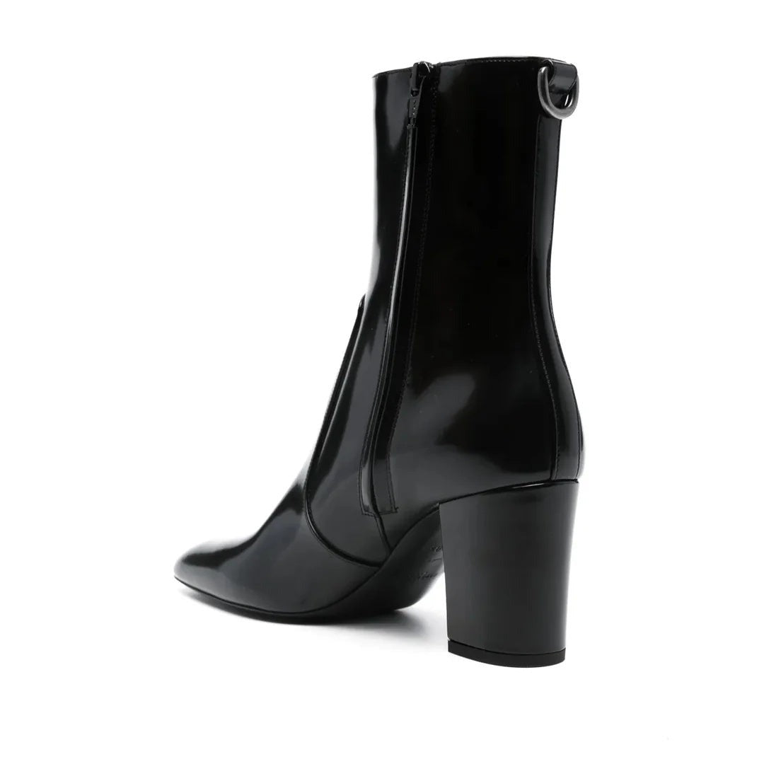 Saint Laurent Platform Block-Heel Lambskin Boots - Black