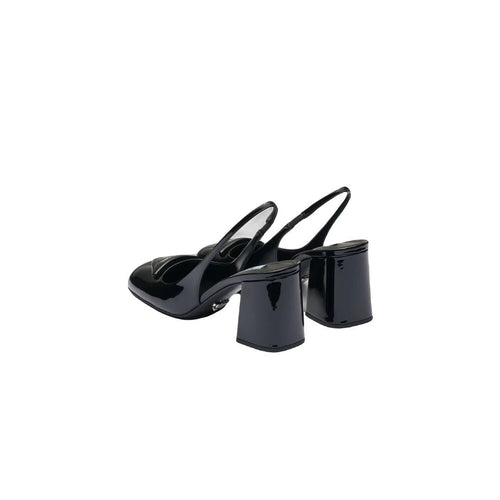 Prada 85 Patent Leather Slingback Pumps - Black