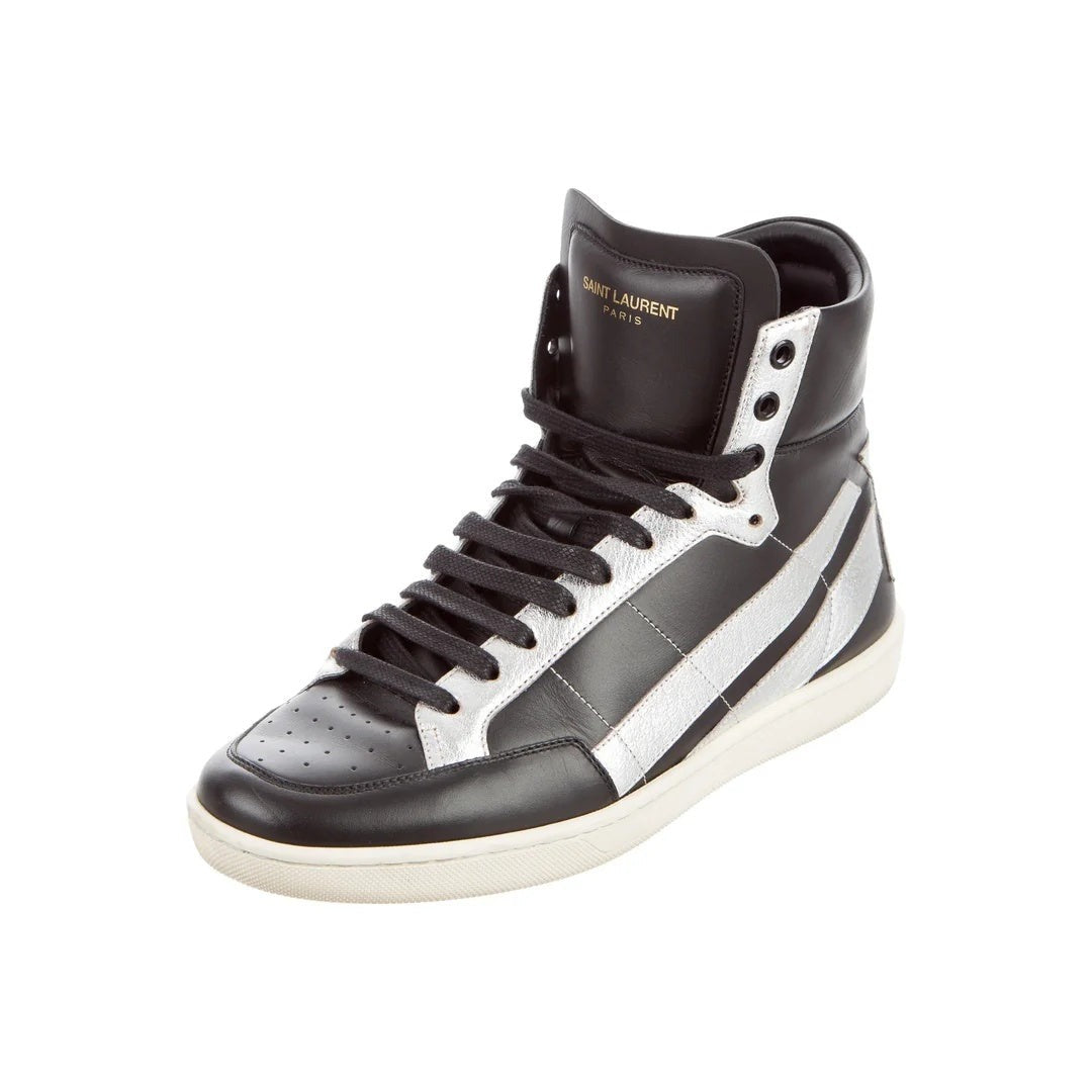 Saint Laurent Leather Panel Sneakers - Black/Silver