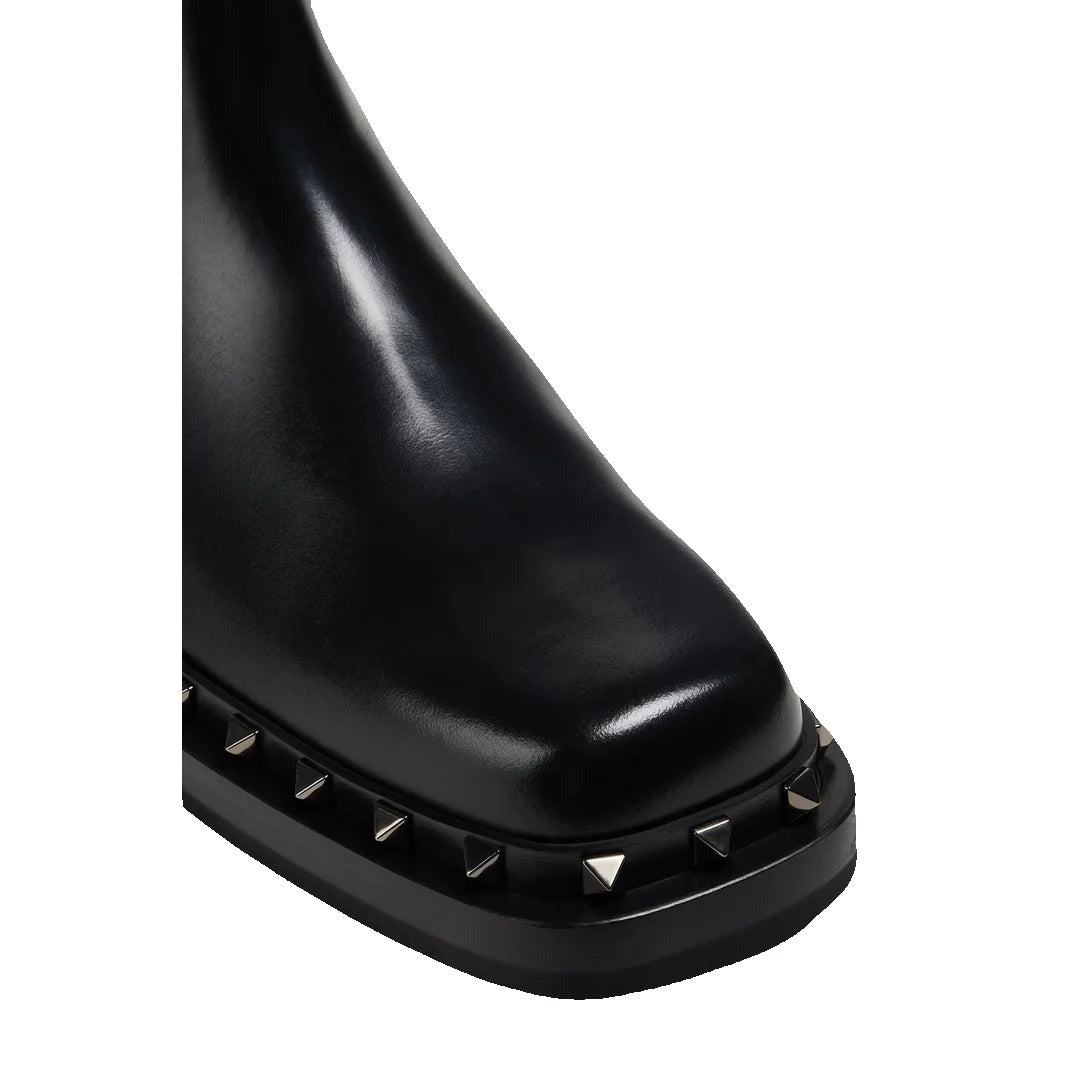 Valentino Garavani One Stud Leather Chelsea Boots - Black