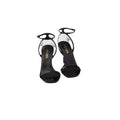 Prada Logo-Engraved Metallic Leather Heeled Sandals - Black