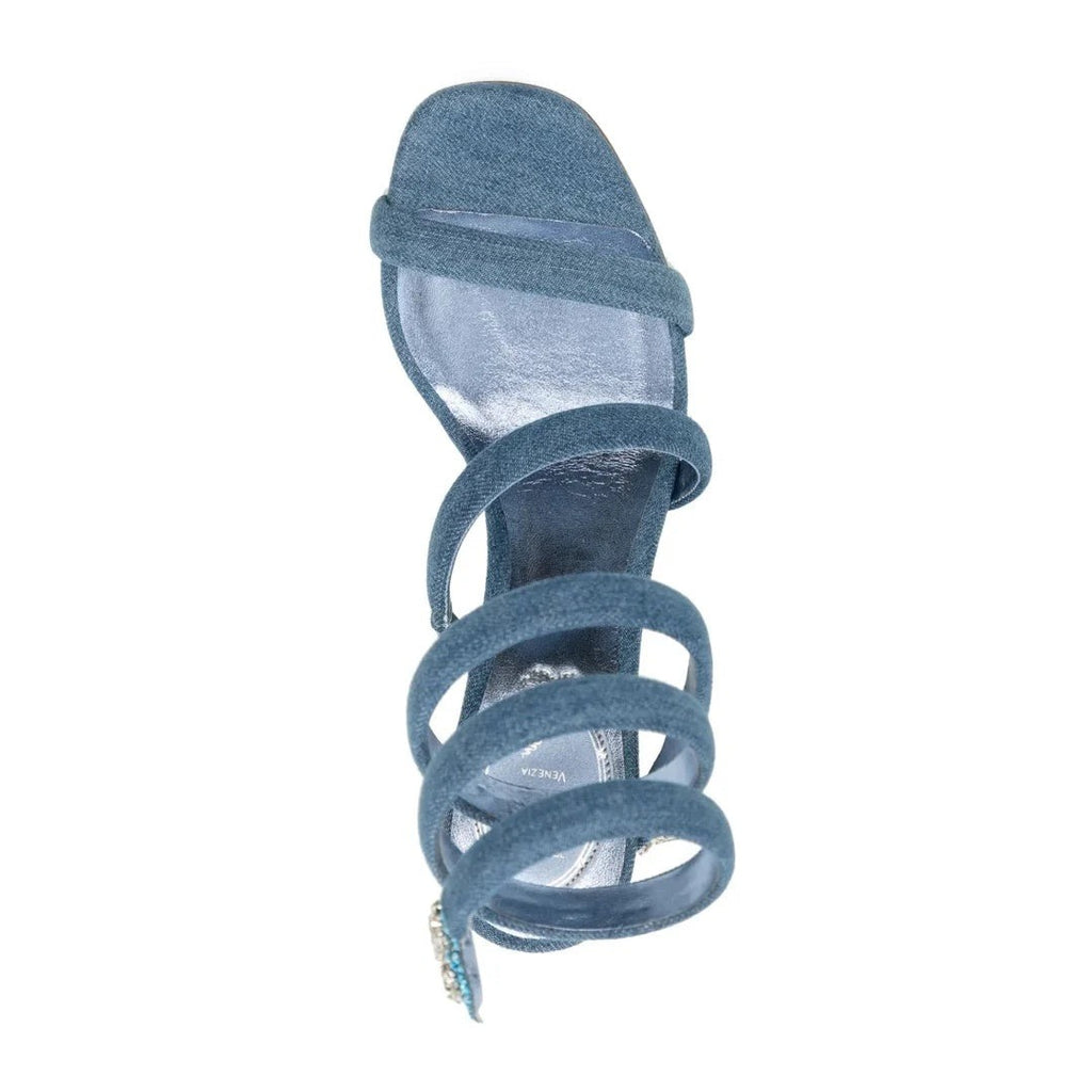 René Caovilla Eden Cerulean Sandal 100 - Blue (denim)