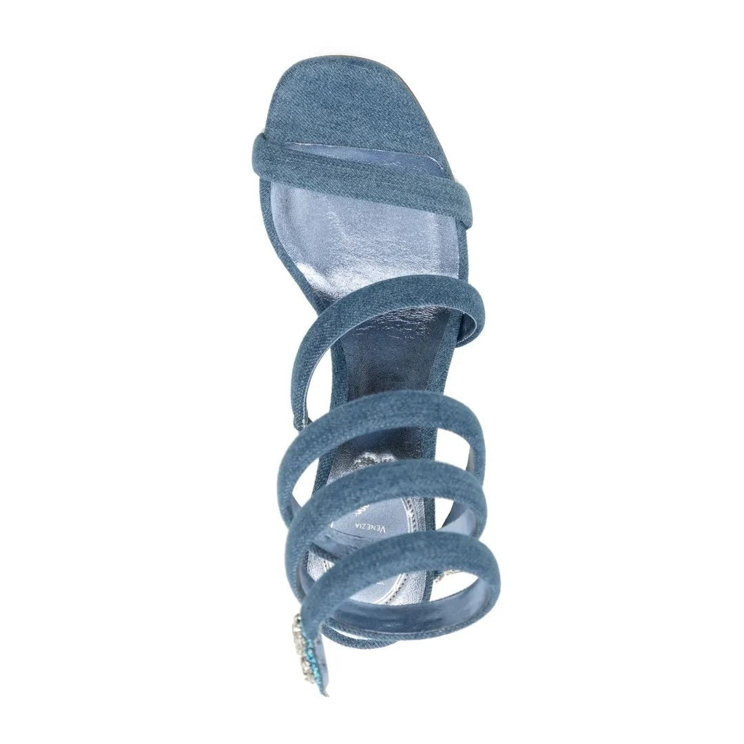 René Caovilla Eden Cerulean Sandal 100 - Blue (denim)