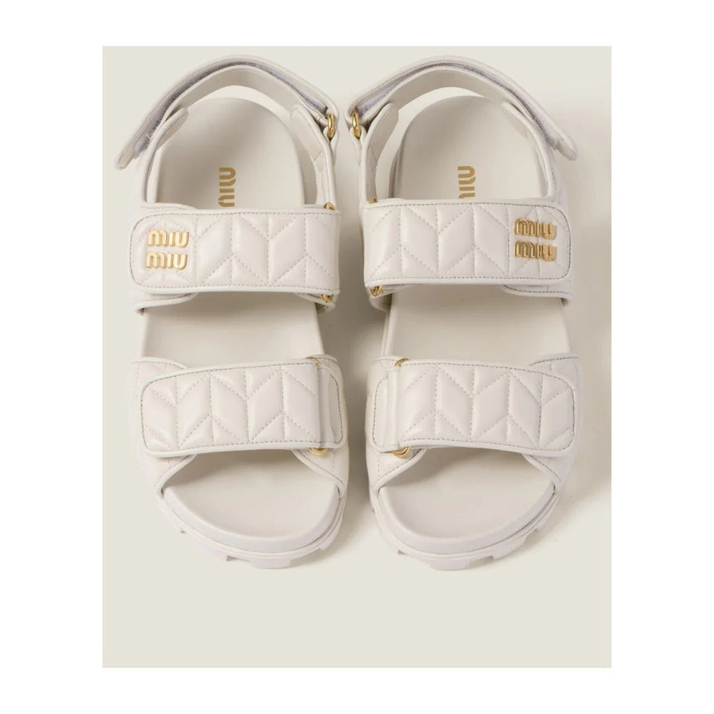Miu Miu Nappa Matelasse Sporty Sandal - White