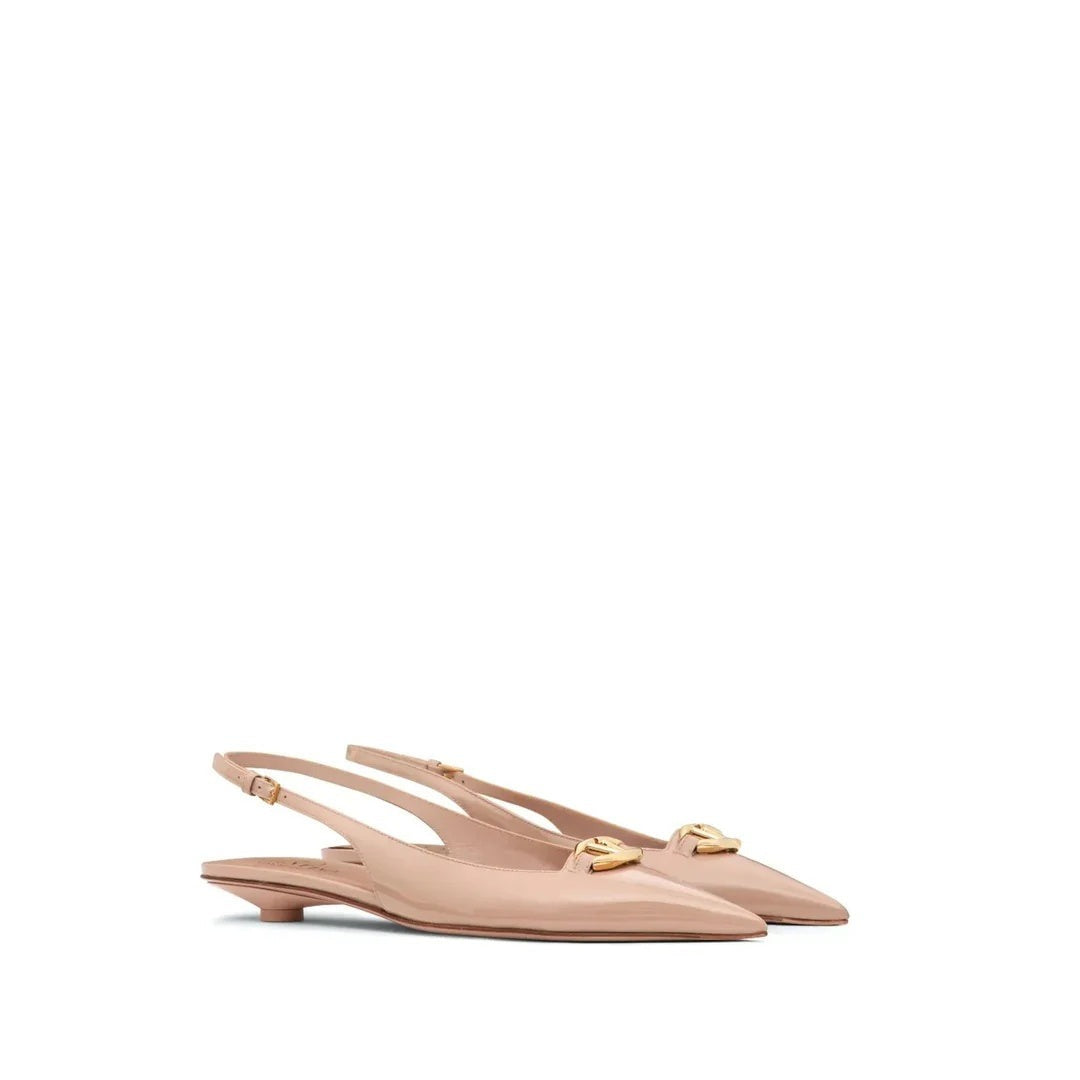 Valentino Garavani Ondette Rubber Ballerina - Nude/Beige
