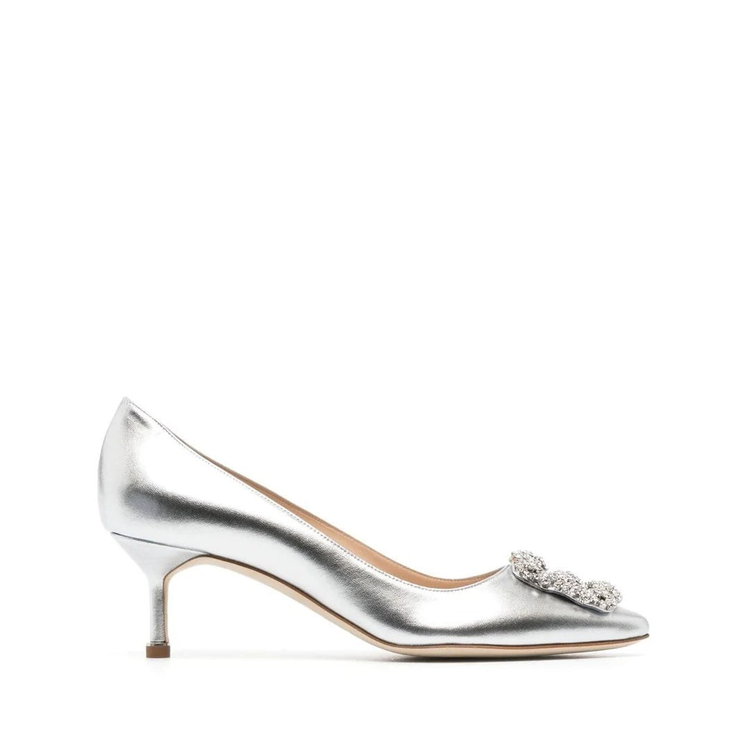Manolo Blahnik Hangisi 50 Satin Pump - Silver