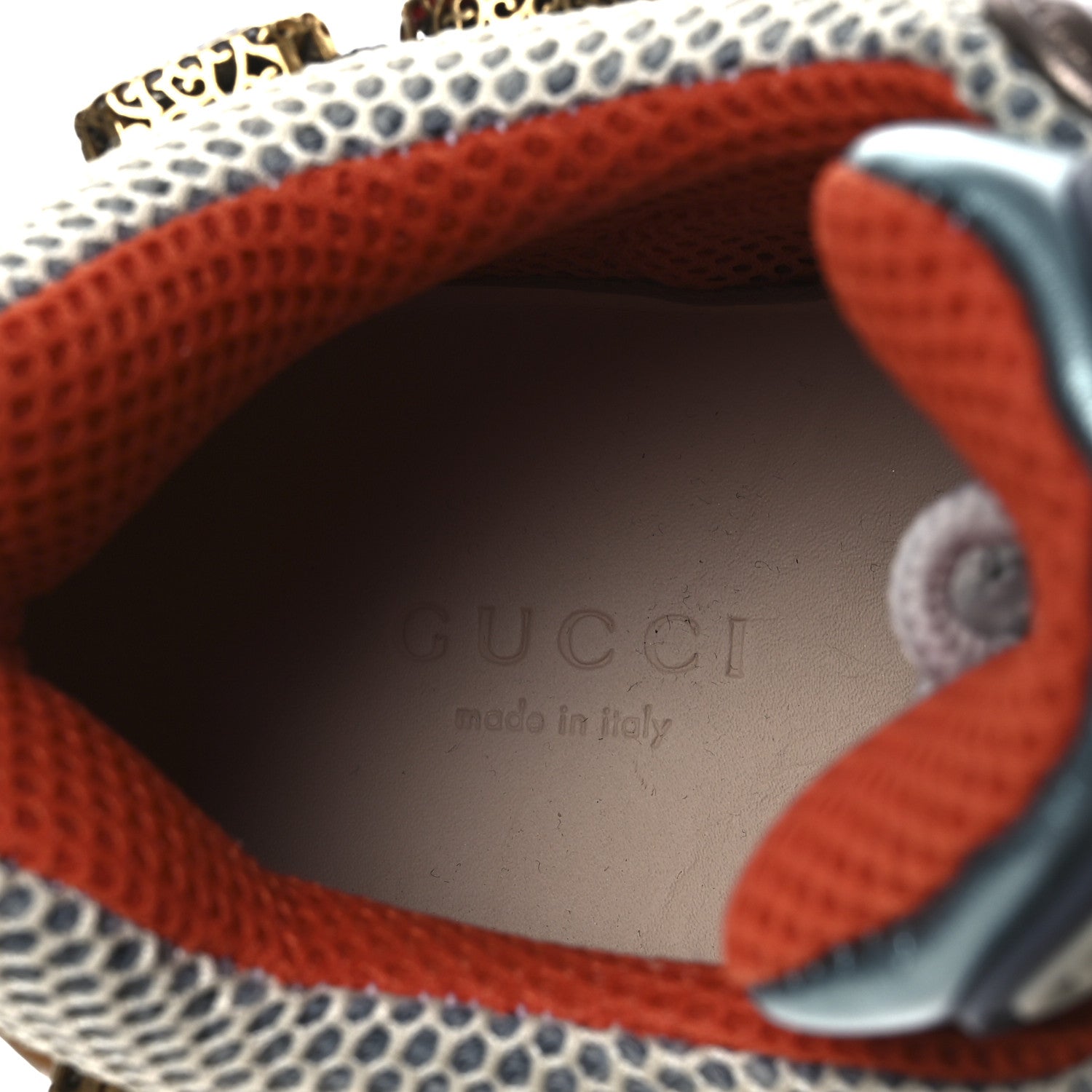GUCCI FLASHTREK MESH CALFSKIN REMOVABLE CRYSTALS SNEAKERS WHITE