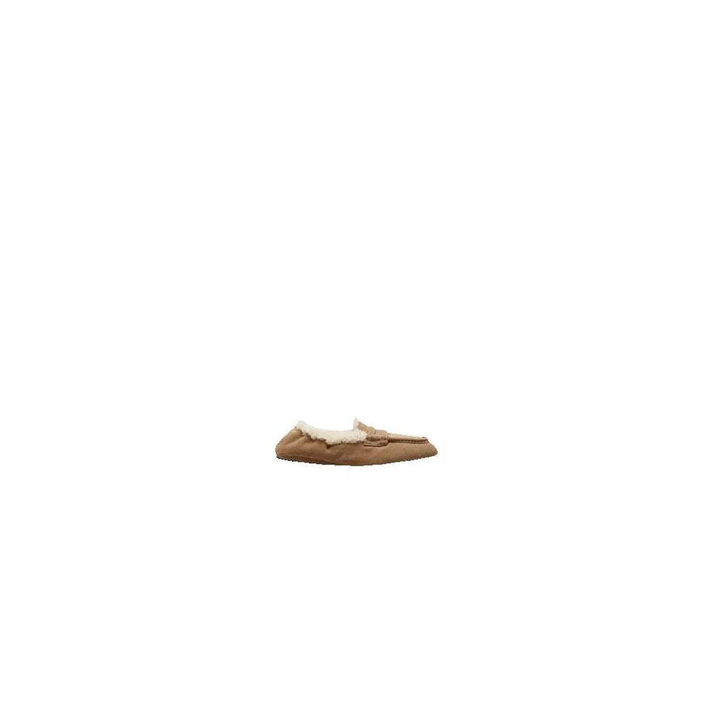 Miu Miu Suede Shearling Penny Loafer Mule - Brown