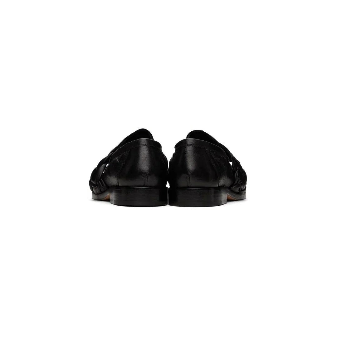 Bottega Veneta Crushed Nappa Madame Loafers - Black (different model - knot loafer rear view)
