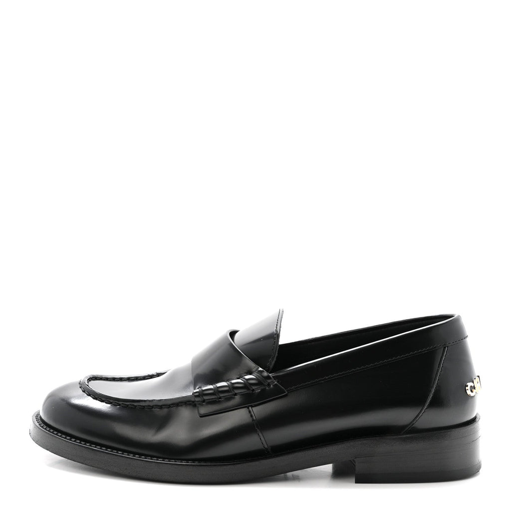 CHANEL 24A CC LOGO LOAFER/MOCCASINS SHINY CALFSKIN BLACK