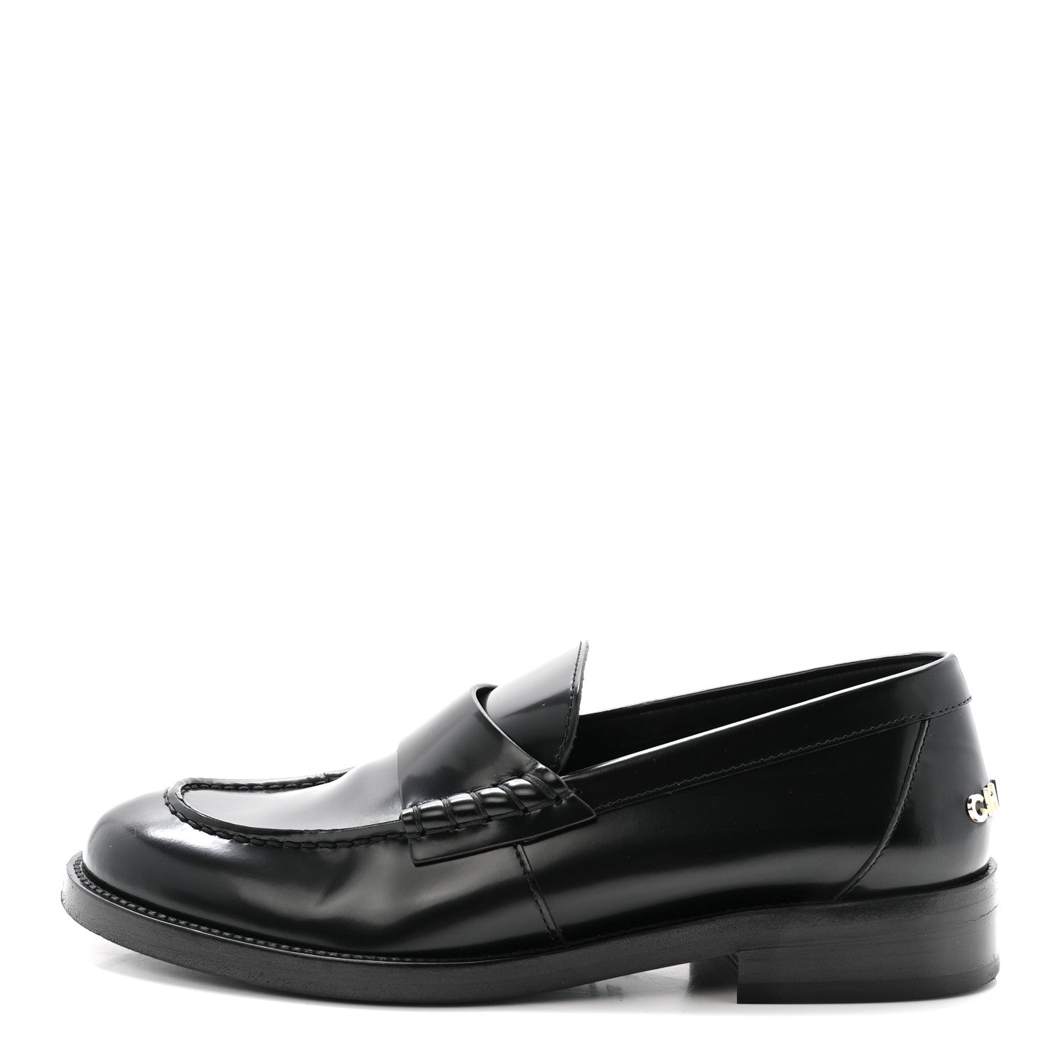 CHANEL 24A CC LOGO LOAFER/MOCCASINS SHINY CALFSKIN BLACK