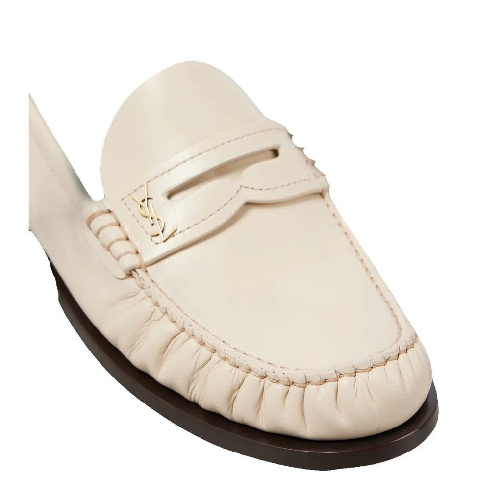 Saint Laurent Penny-Strap Loafers - Cream/Ivory
