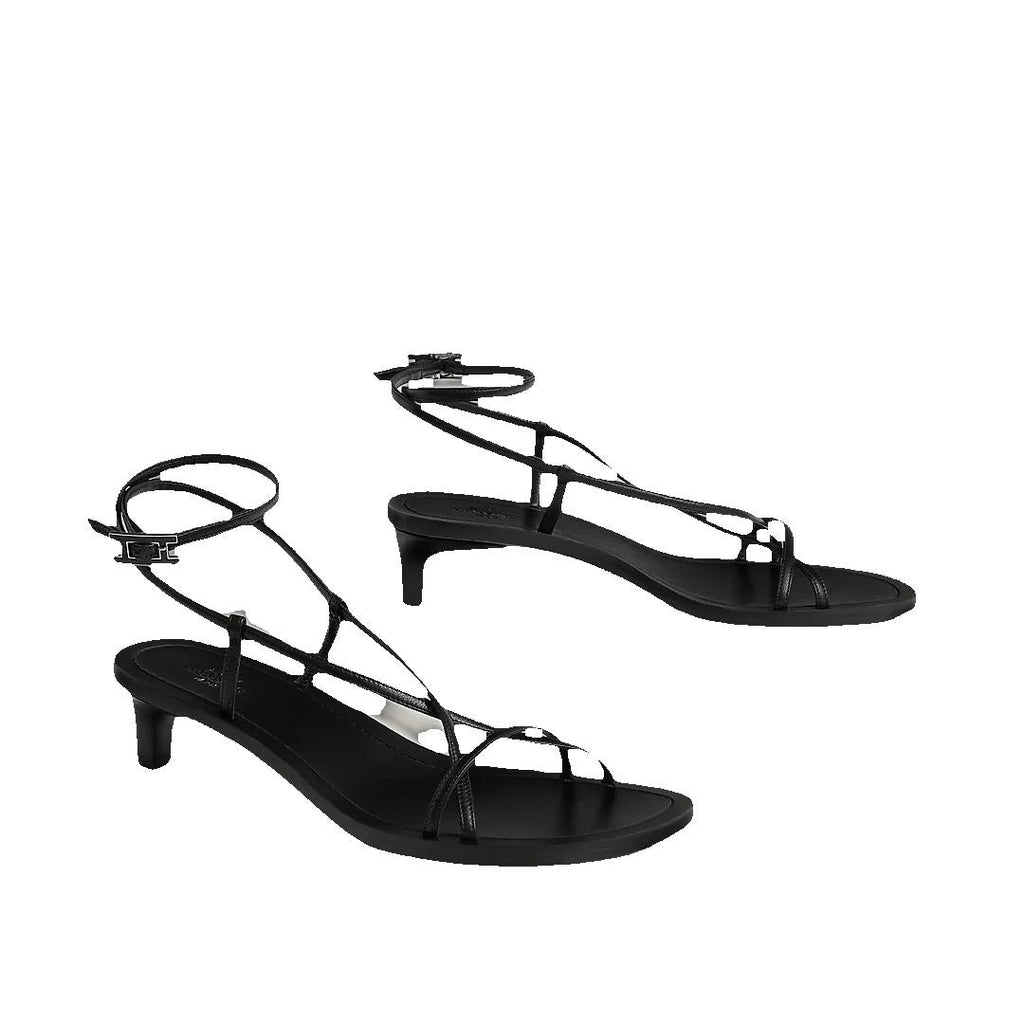 Hermès Moonlight 40 Sandal - Black (different model - strappy kitten heel)
