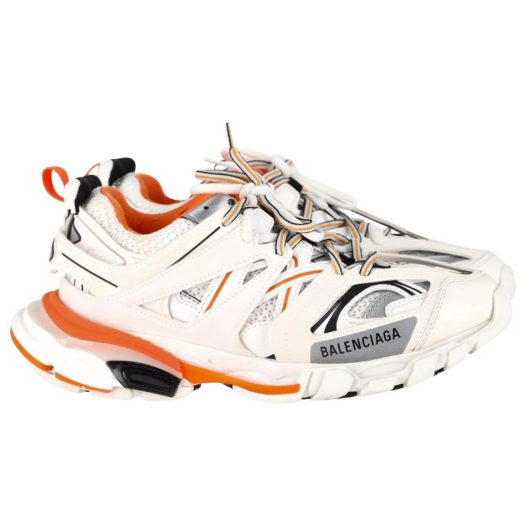 Balenciaga White Polyurethane Chunky Sneakers - White/Orange