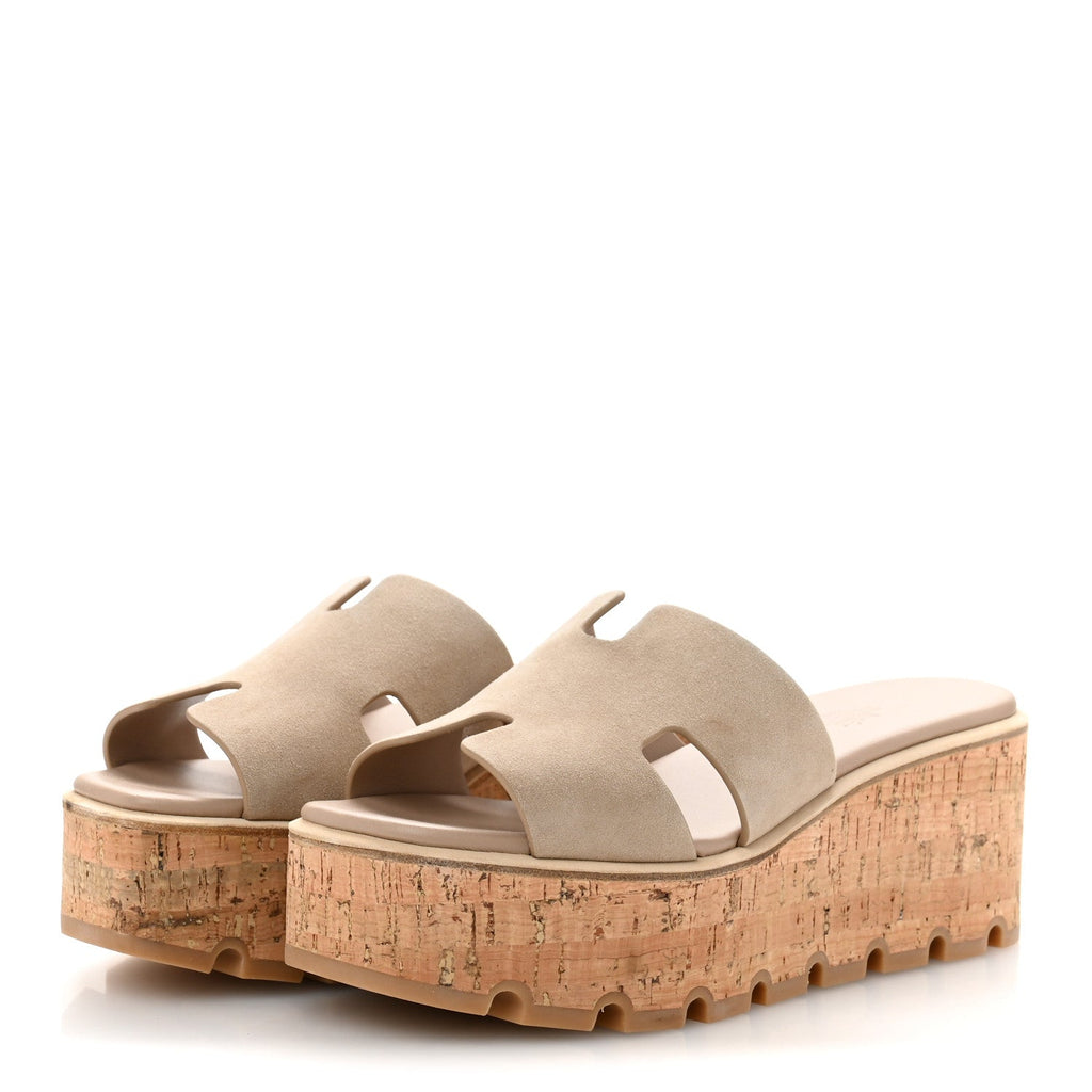 HERMES SANDAL CHYPRE SUEDE GOATSKIN BEIGE ARGILE