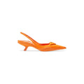 Prada Leather Kitten Heel Slingback Mules Pointed Toe - Orange