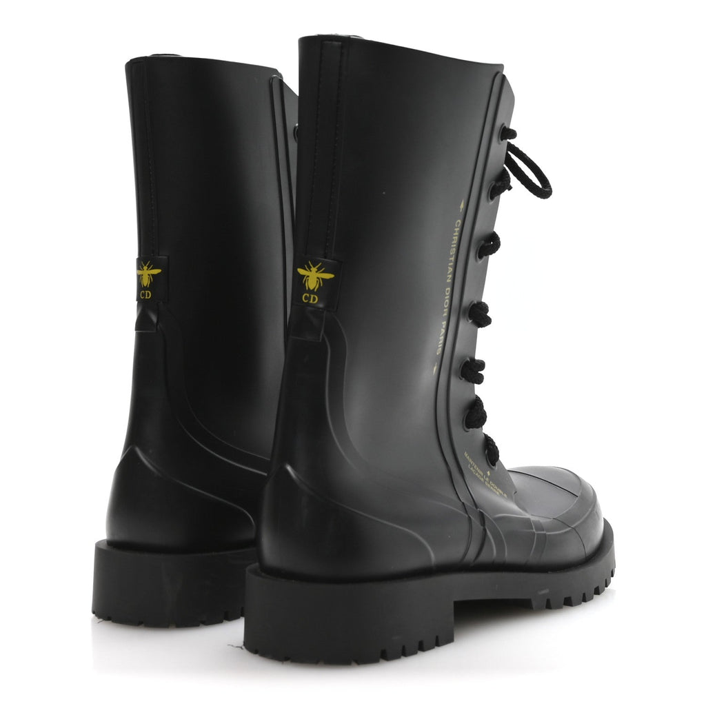BURBERRY CHECK-PRINT RUBBER MARSH LOW BOOTS BLACK