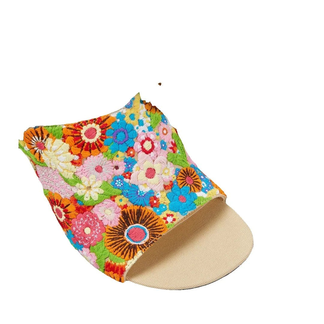 Loewe Paula's Ibiza Pebble Raffia Mules - Floral Multicolor