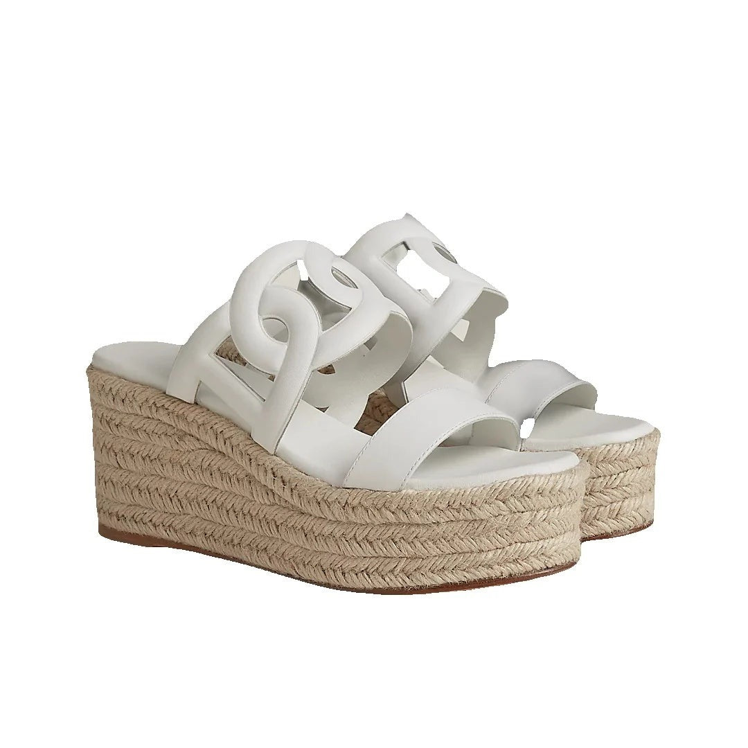 Hermès Ithea 30 Espadrille Beige - White