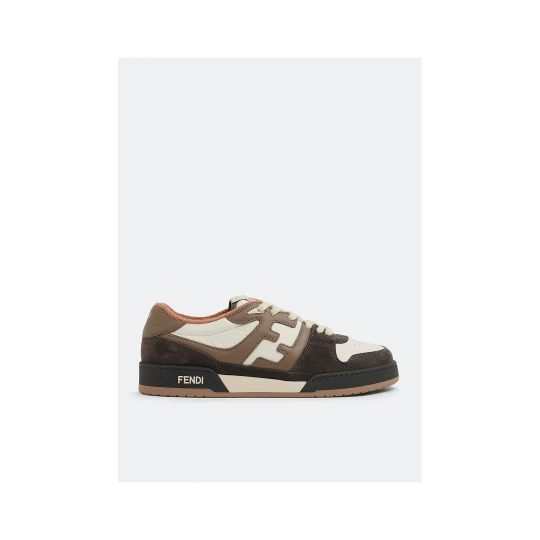 Fendi Match FF Leather Low-Top Sneakers - Brown