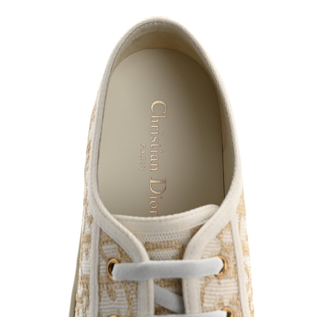 CHRISTIAN DIOR CANVAS OBLIQUE WALK'N'DIOR LOW TOP SNEAKER PALE GOLD
