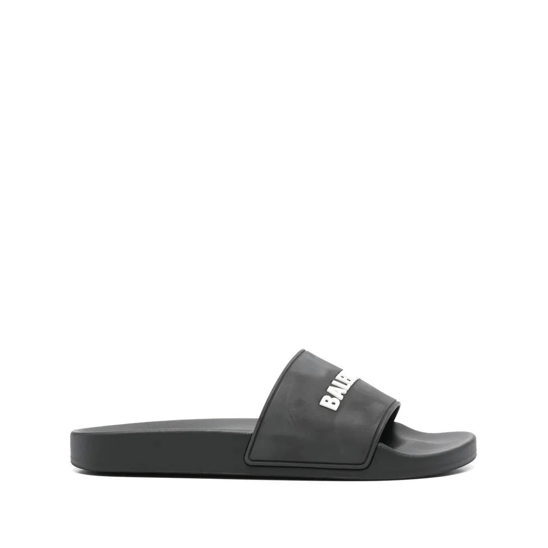 Balenciaga Logo-Embossed Pool Slides - Grey